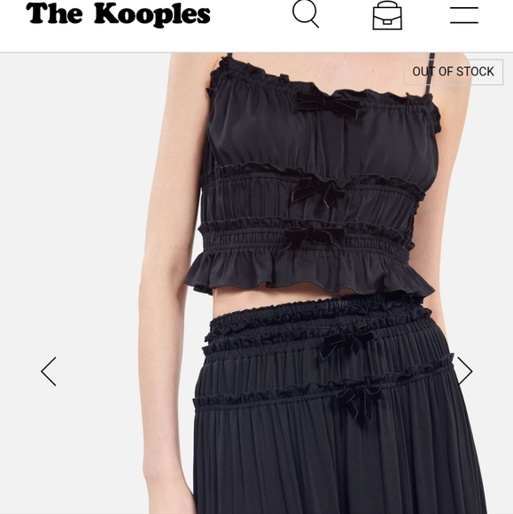 NWT The Kooples Court A Bretelle Velveg Bows Ruched Cami Tank Crop Camisole Top